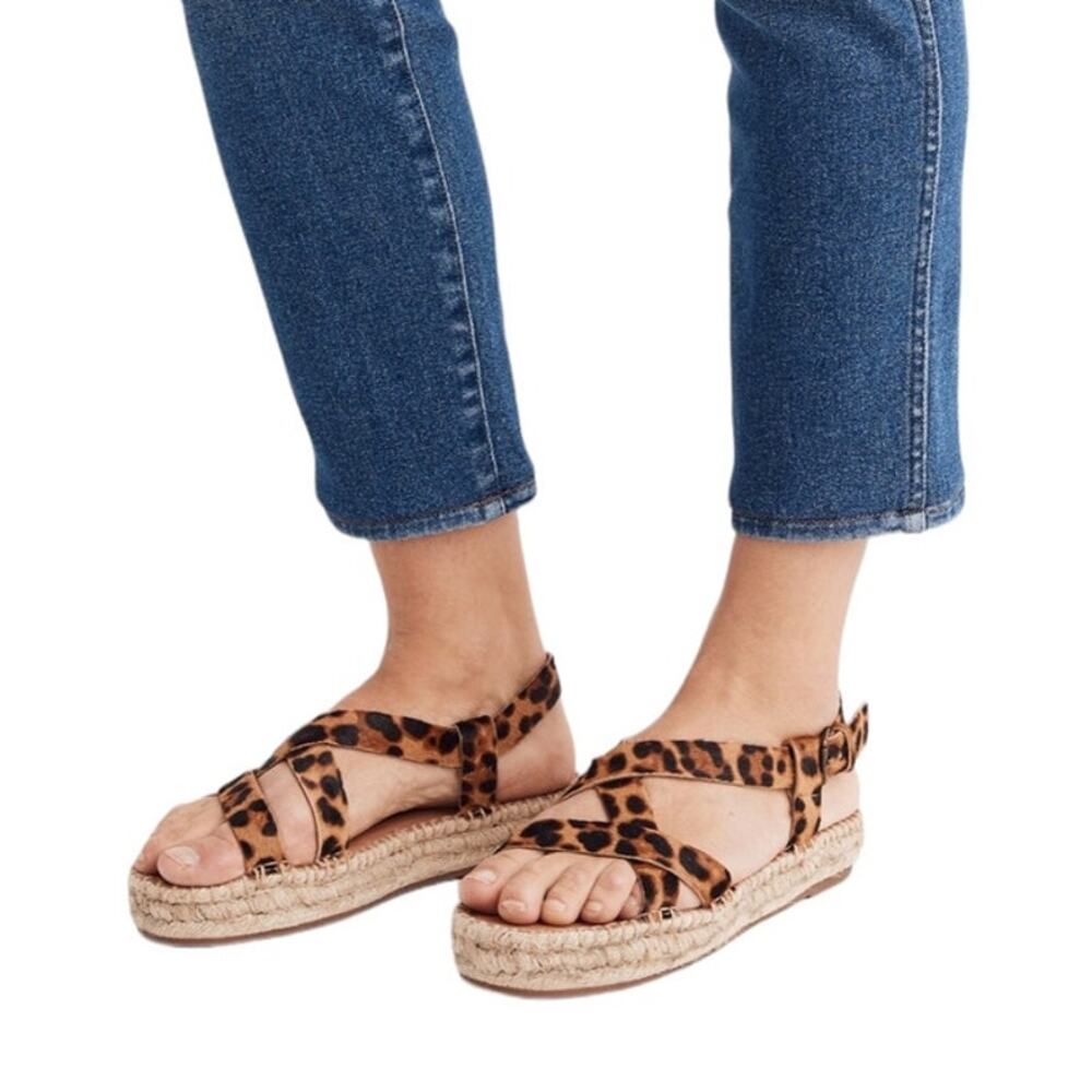 NWOB Madewell The Malia Espadrille Platform Calf Hair Leather Sandals Size 10